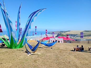 Lazing in the sun in hammocks.